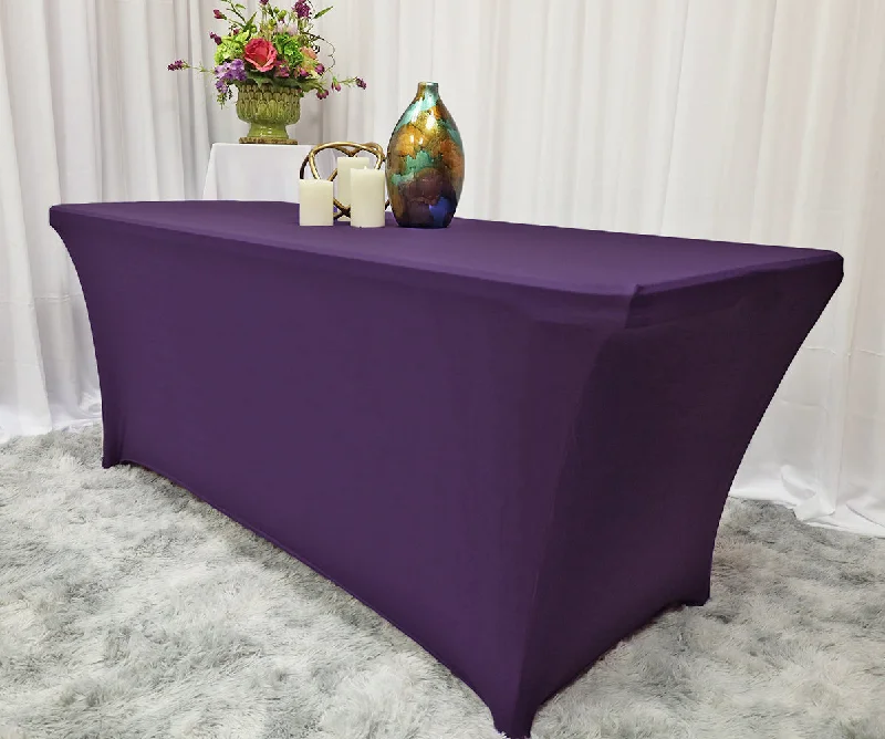 6 Ft Rectangular Spandex (220 GSM) Table Cover - Eggplant (1pc)