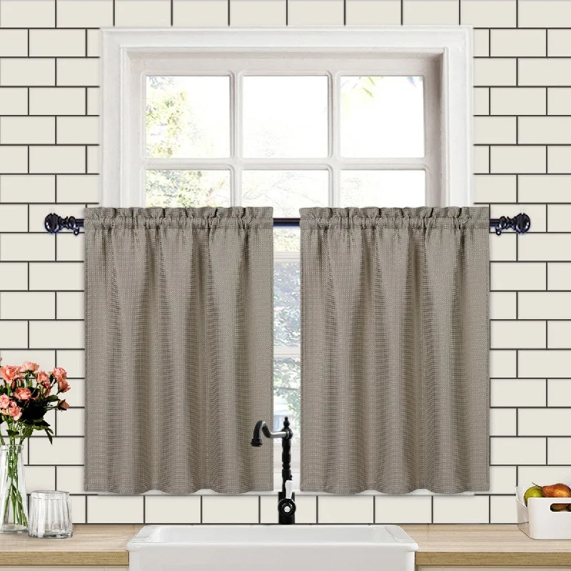 Waffle Weave Kitchen Tier Curtains