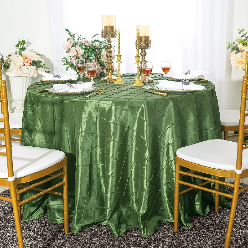 108" Seamless Round Pintuck Taffeta Tablecloth - Clover Green (1pc)