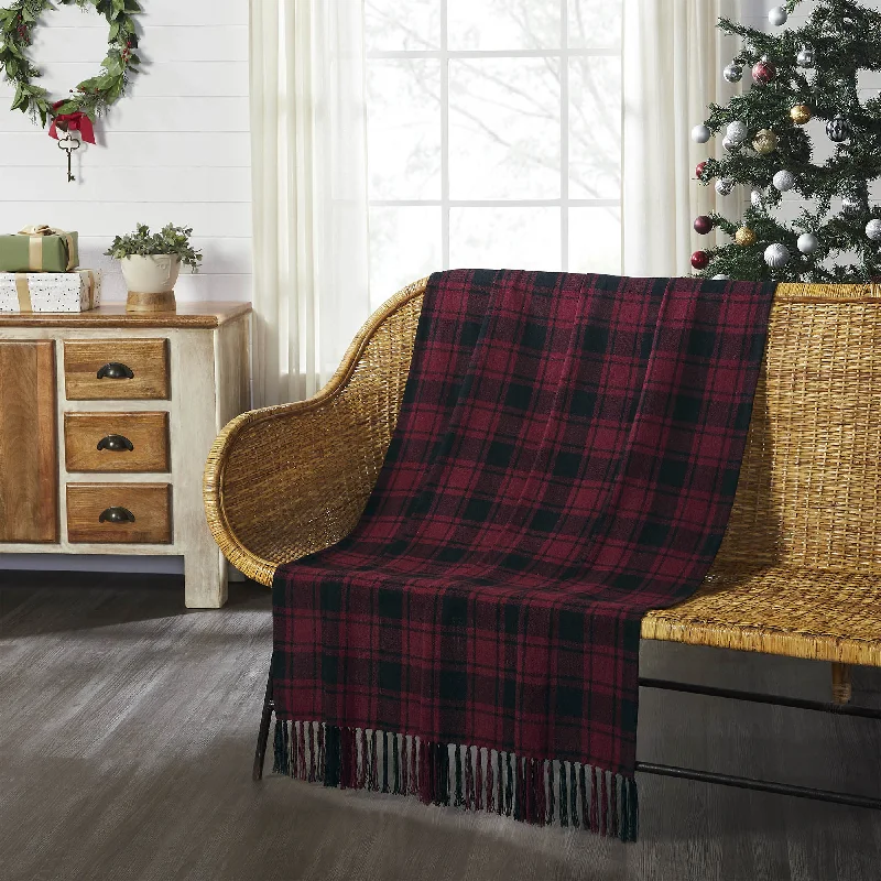 Cumberland Red Black Plaid Woven Throw 50"x60" VHC Brands