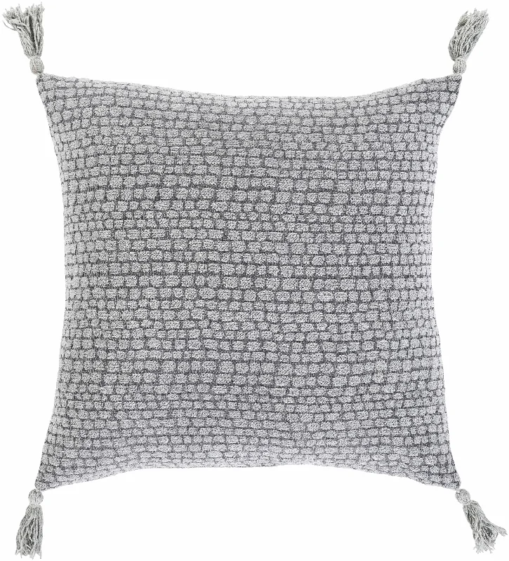 Koorda Gray Woven Tassel Mosaic Throw Pillow - Clearance