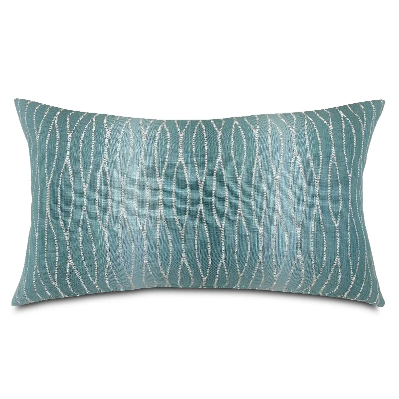 Teal Modern Jacquard Lumbar Pillow Cover 15x26