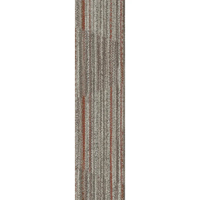 Shaw Contract - Connected Threads - Hand Stitch Tile - 9 in. x 36 in. - Commercial Carpet Tile - Warm Coral