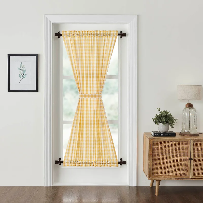 Annie Buffalo Yellow Check Door Panel Curtain 72"x40" VHC Brands