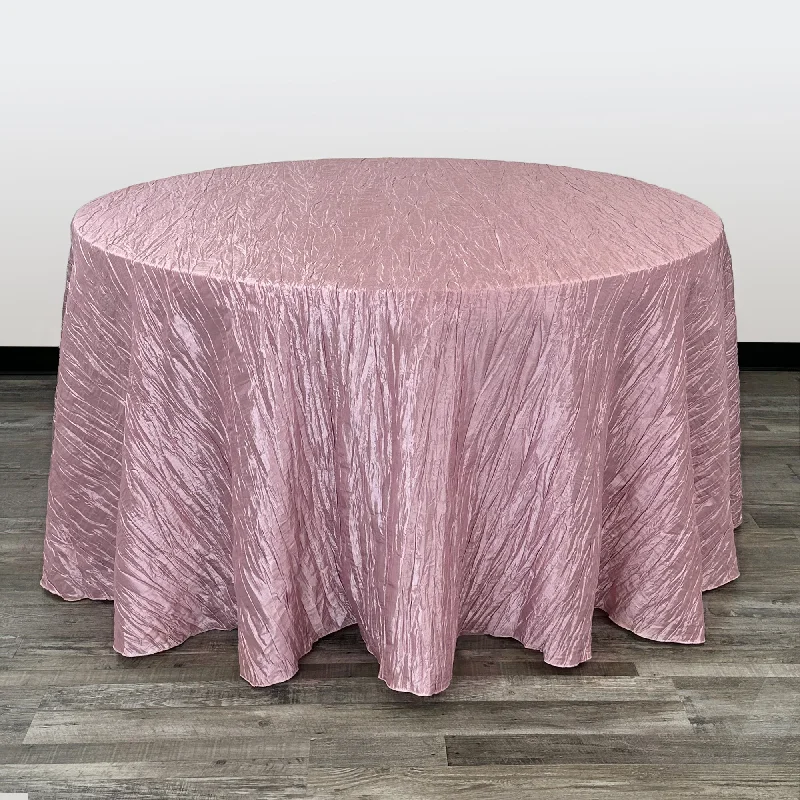 120 Inch Round Crinkle Taffeta Tablecloth Dusty Rose