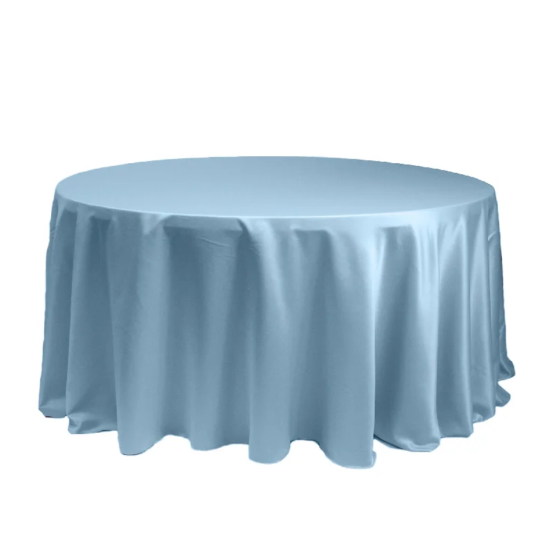 120 inch L'amour Satin Round Tablecloth Dusty Blue