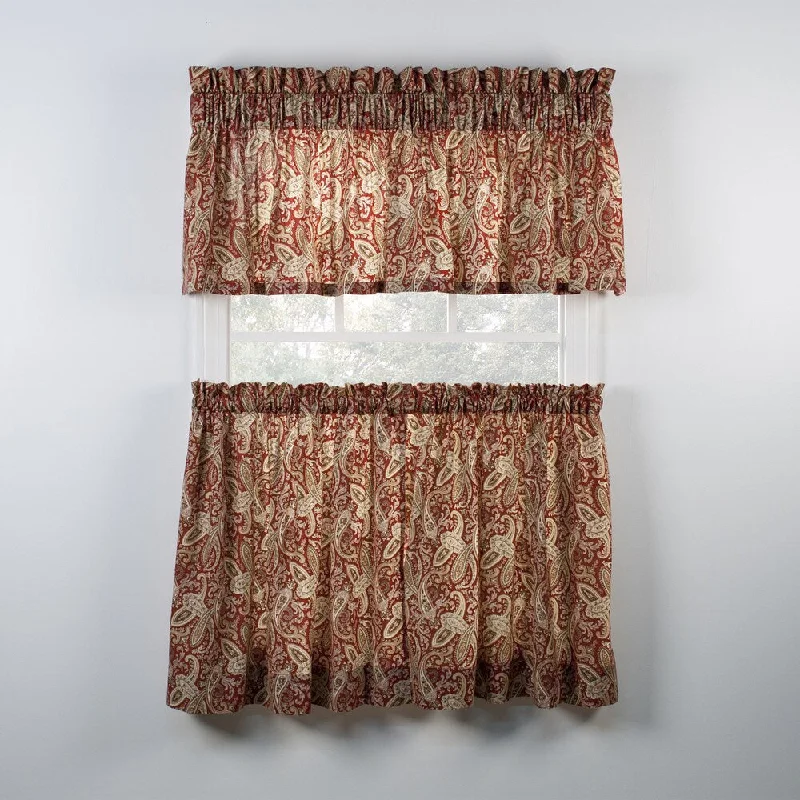 Ellis Curtain Ballard Red Tailored Tiers and Valance sold seperately