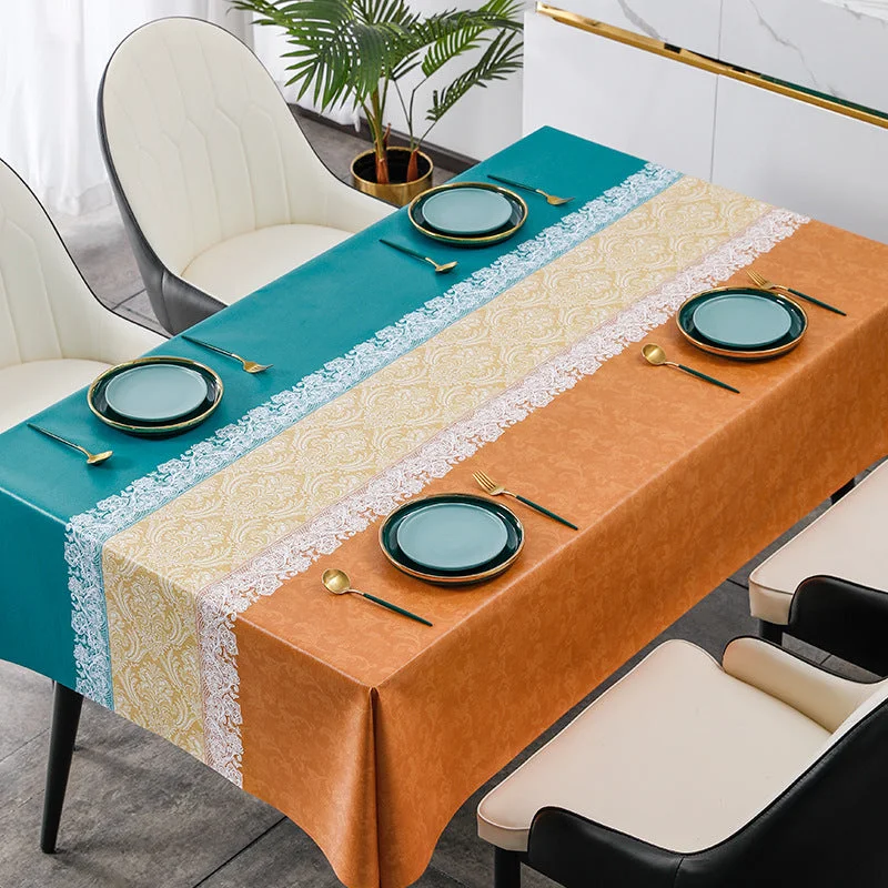 Gorgeous lace printed polyester rectangular tablecloth