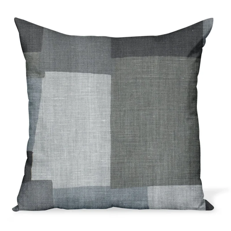 Peter Dunham Textiles Collage in Charcoal/Ash Pillow