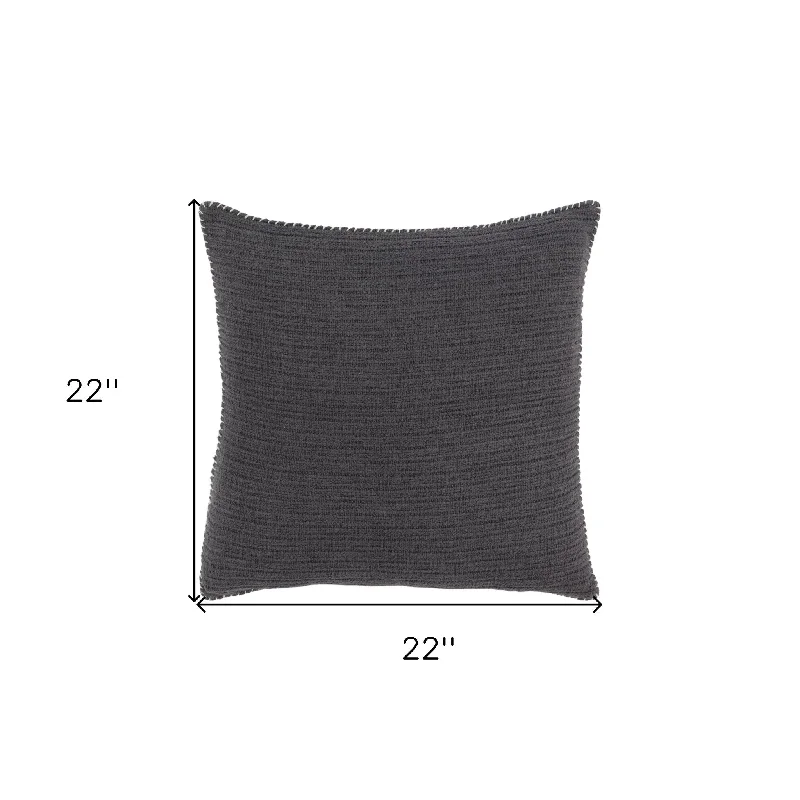 22" Charcoal Cotton Pillow