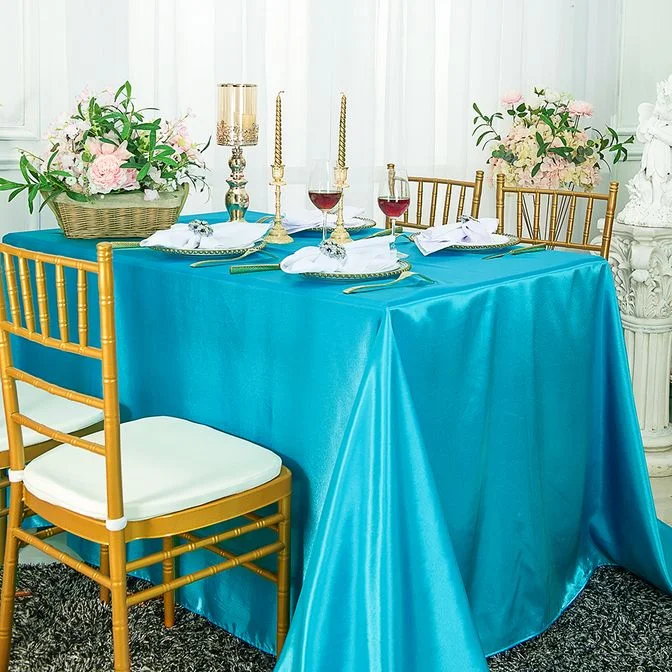 90"x156" Seamless Rectangular Satin Tablecloth - Turquoise (1pc)