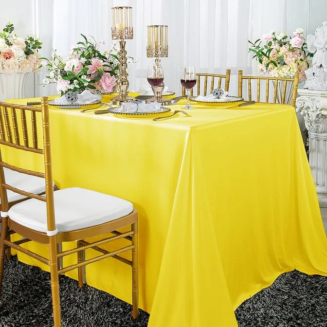 90"x156" Seamless Rectangular Scuba (Wrinkle-Free) (240 GSM) Tablecloth - Canary Yellow (1pc)