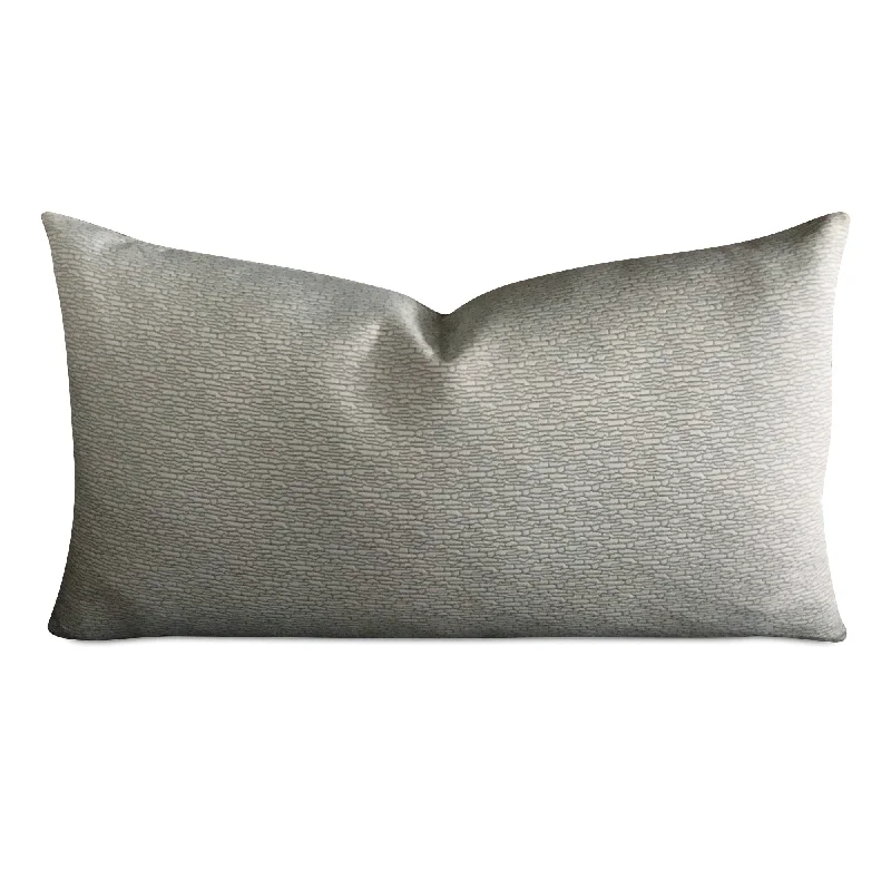 Silver Textured Luxury Lumbar Pillow Cover 15x26