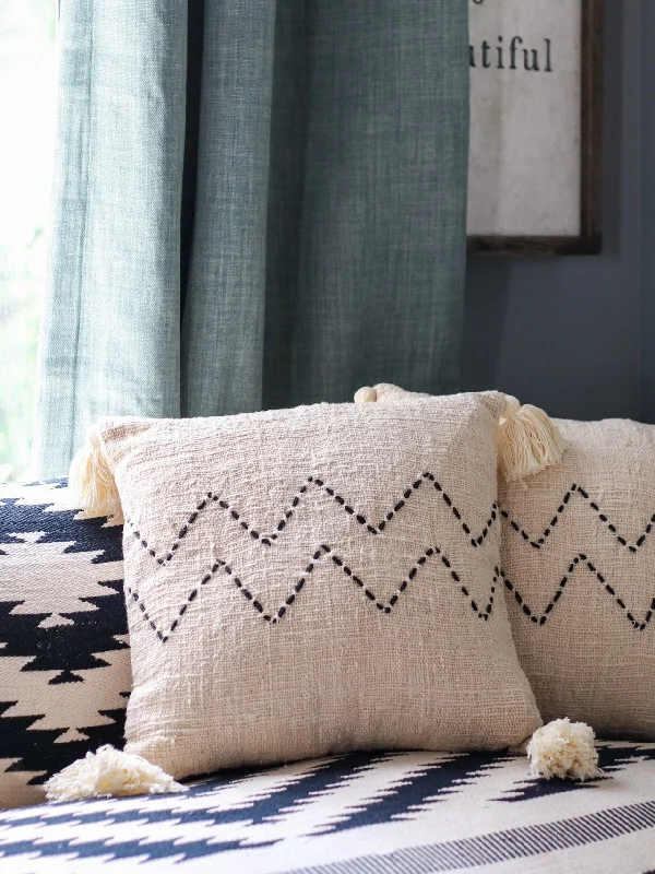 ZigZag & Tassel Boho Pillow