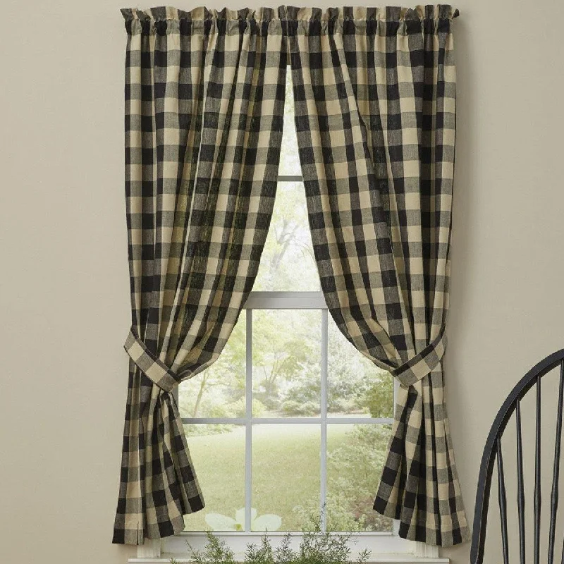 Wicklow Curtain Panels - Black 72x63 Unlined Park Designs