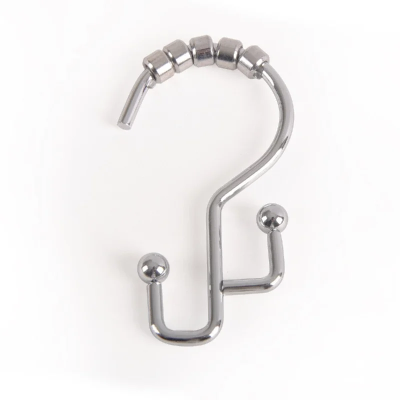 Utopia Alley Shower Hooks - Double Shower Curtain Rings for Bathroom - Rust Resistant Shower Curtain Hooks - Set of 12, Chrome