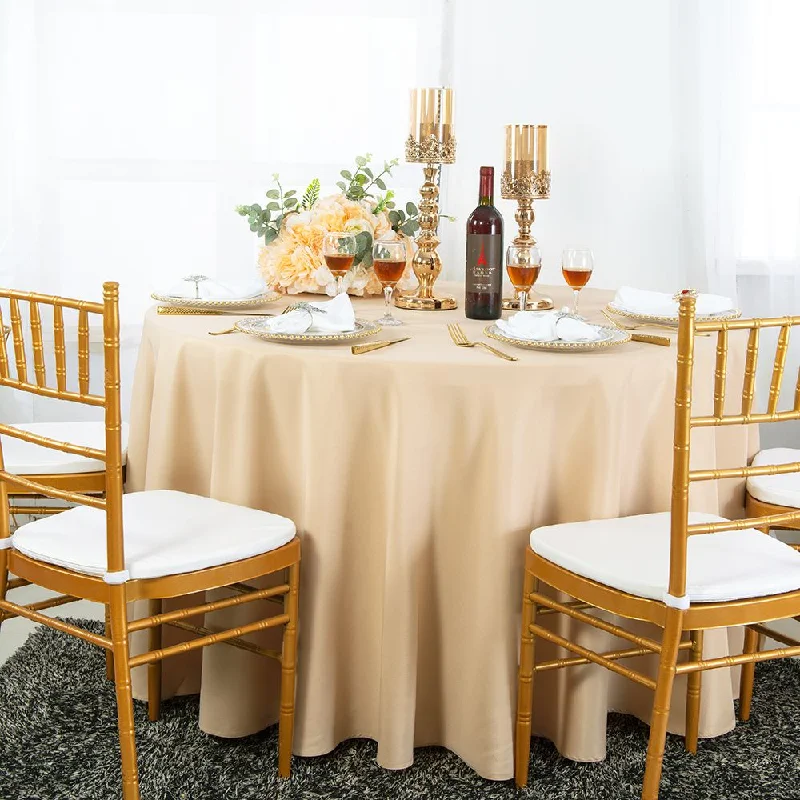 132" Seamless Round Polyester (220 GSM) Tablecloth - Champagne (1pc)