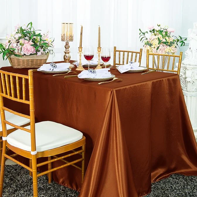 72"x120" Seamless Rectangular Satin Tablecloth - Cognac (1pc)