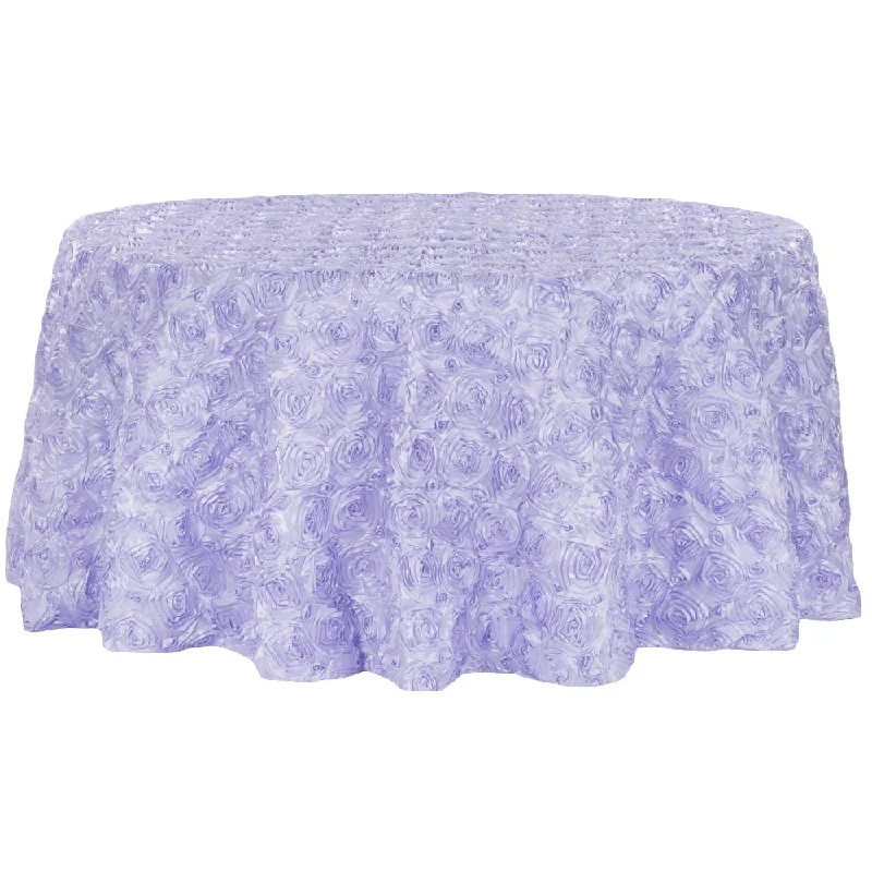 Wedding Rosette Satin 120" Round Tablecloth - Lavender