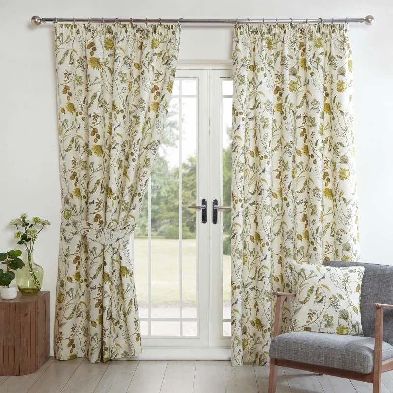 Grove Fennel Green Pencil Pleat Curtains