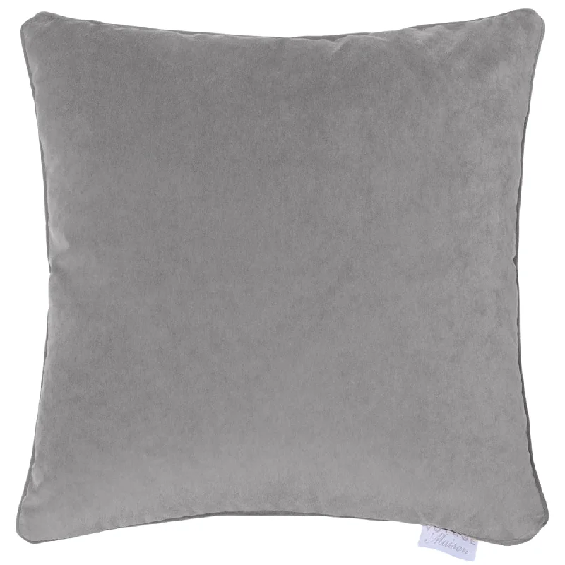 Lapis Velvet Feather Cushion Dark Silver