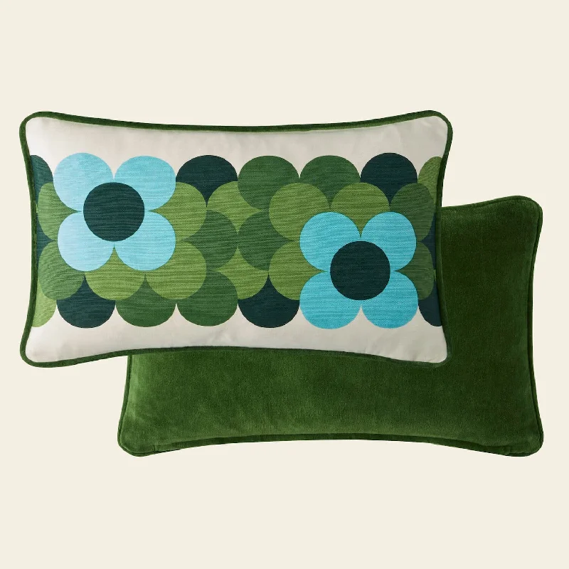 Retro Flower Stripe Cushion - Riviera