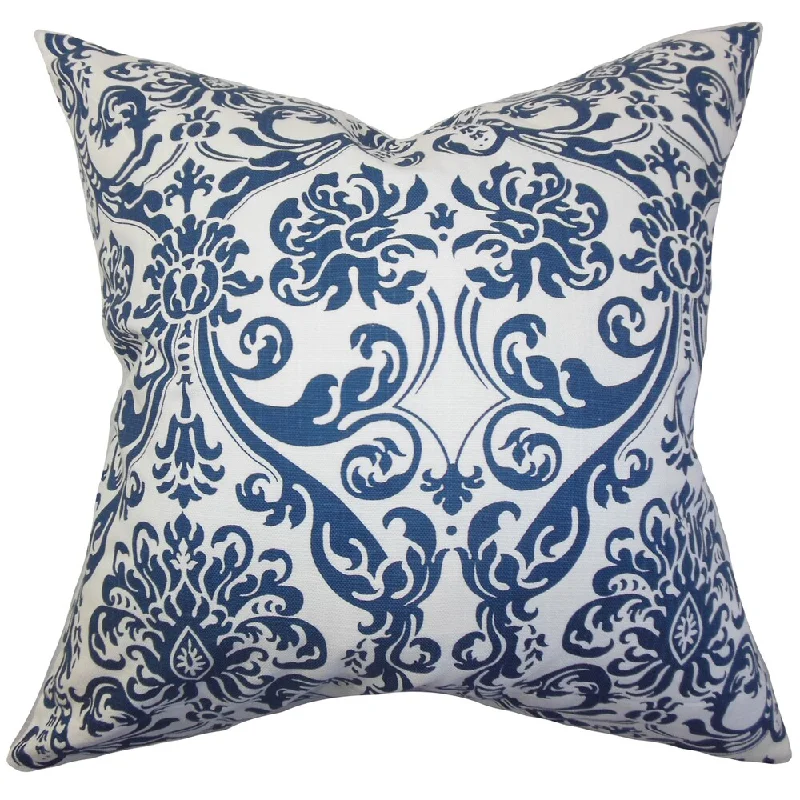 Saskia Damask Euro Sham Navy Blue