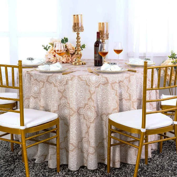 120" Seamless Round Henna Scuba (Wrinkle-Free) (240 GSM) Tablecloth - Champagne (1pc/pk)