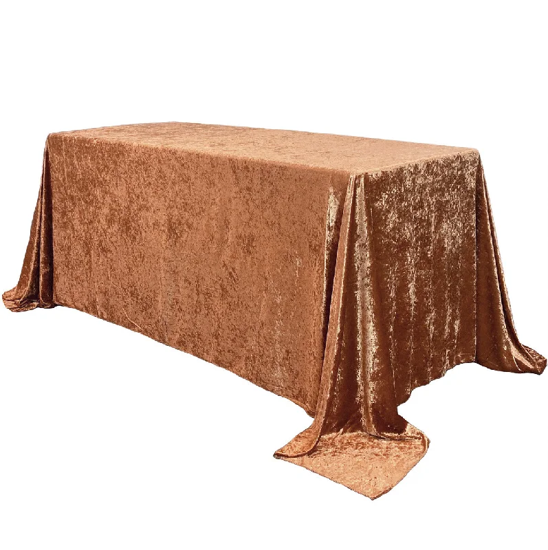 90 x 156 Inch Rectangular Crushed Velvet Tablecloth Terracotta