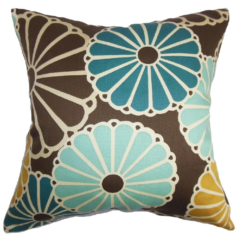 Gisela Floral Euro Sham Turquoise Brown