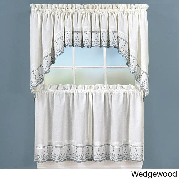 Abby Embroidered 5-piece Curtain Tier and Swag Set