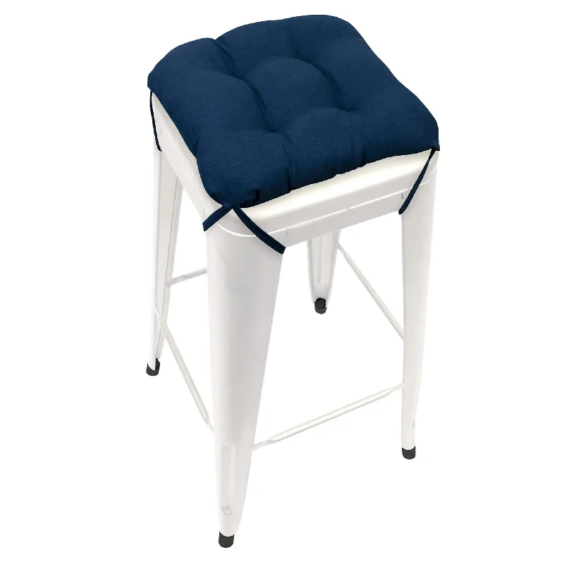 Cotton Duck Navy Blue Square Industrial Bar Stool Cushion - 12"