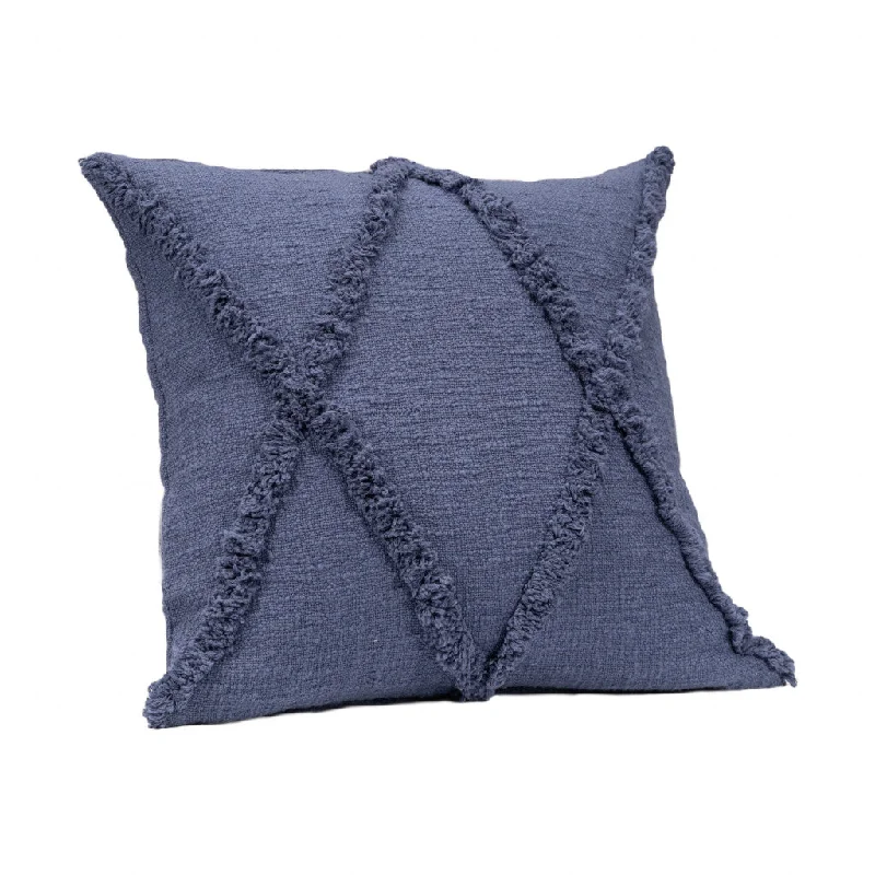 18" X 18" Denim Blue 100% Cotton Zippered Pillow