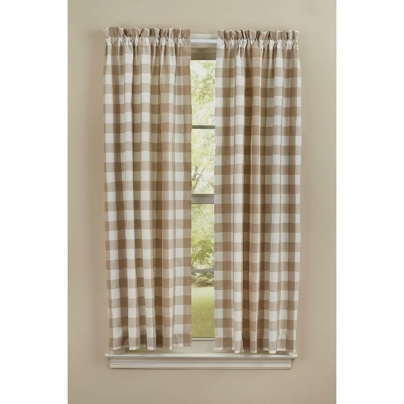 Wicklow Check Curtain Panels - Natural 72x63 Unlined Park Designs