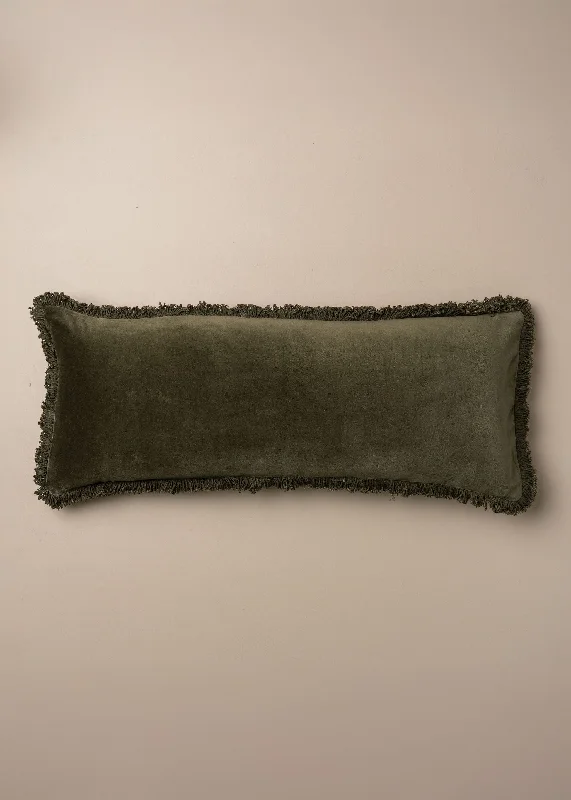 Velvet Bolster Cushion | Dark Olive