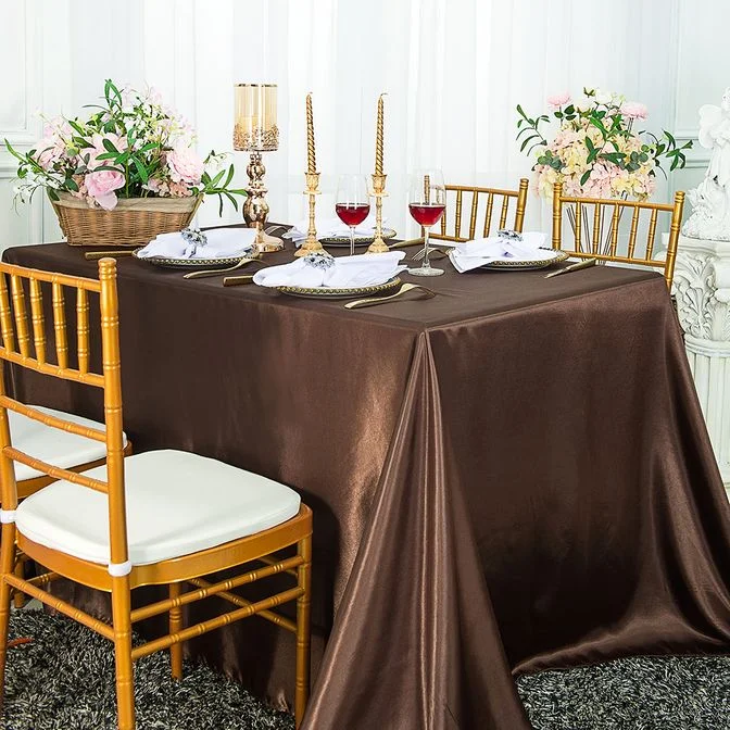 90"x156" Seamless Rectangular Satin Tablecloth - Chocolate (1pc)