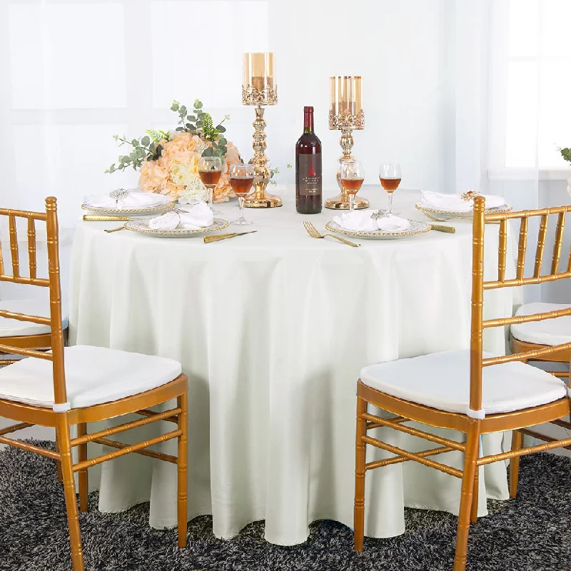 132" Seamless Round Polyester (220 GSM) Tablecloth - Ivory (1pc)