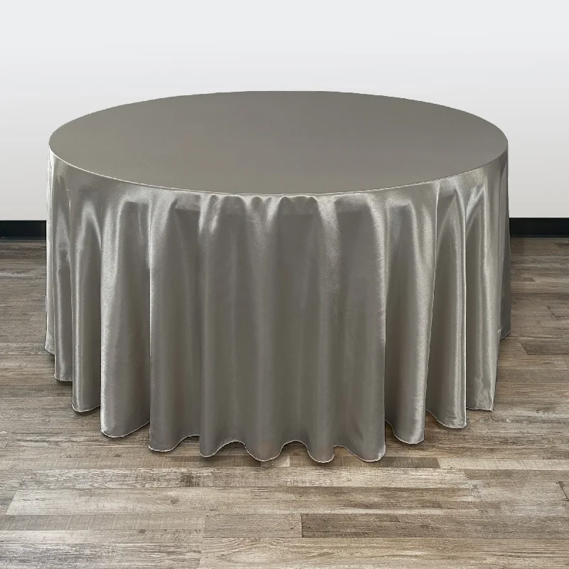 120 inch Satin Round Tablecloth Platinum