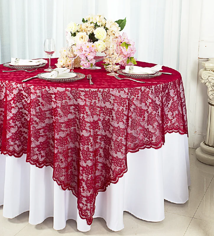 54"x54" Square Caspari Lace Tablecloth/Table Overlay - Apple Red (1pc)