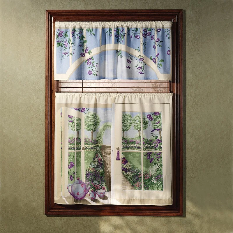 English Garden 36-inch Curtain Tier and Valance Set - Multi-color