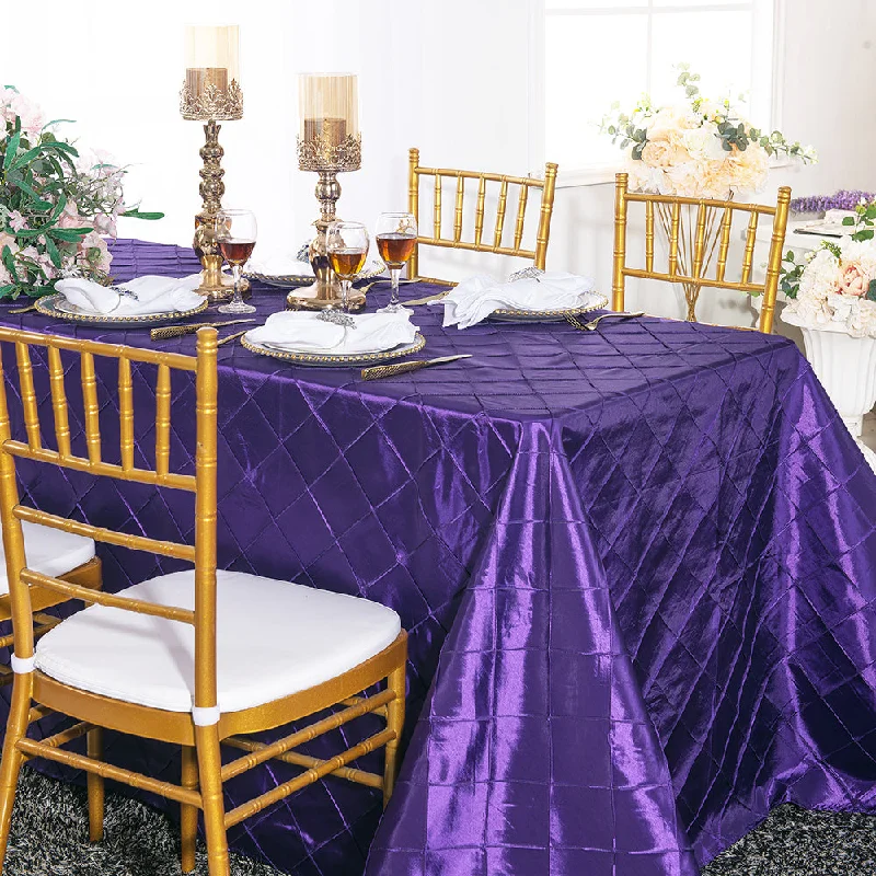 90"x156" Seamless Rectangular Pintuck Taffeta Tablecloth - Regency Purple (1pc)