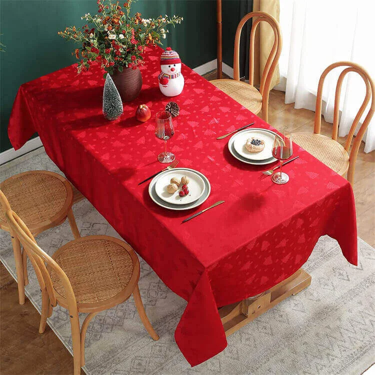 Christmas Table Cloth, Rectangle Holiday Tablecloths with Christmas Tree Patterns