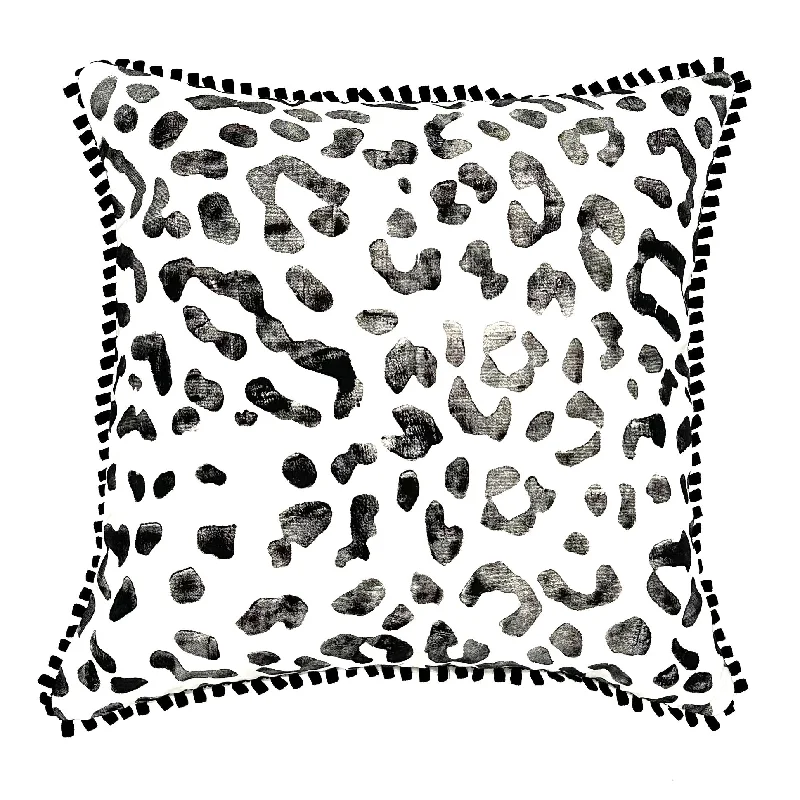 Black & White Dalmatian Painted Design Throw Pillow Cover 17x17