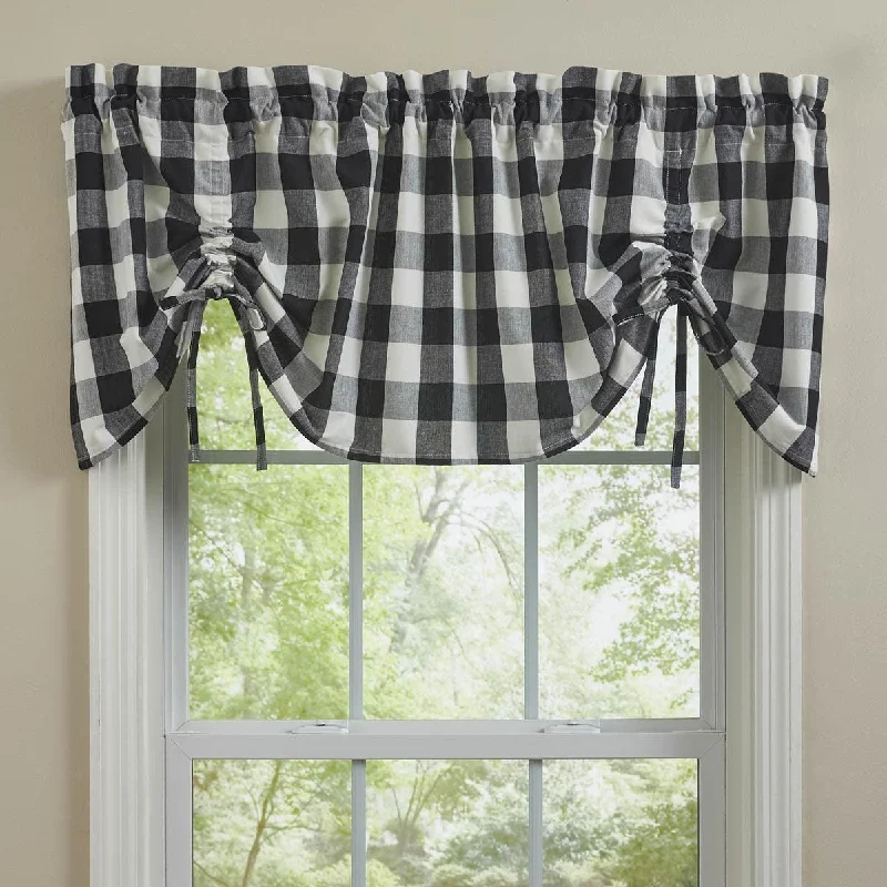 Wicklow Check Valance - Farmhouse Black & Cream Park designs