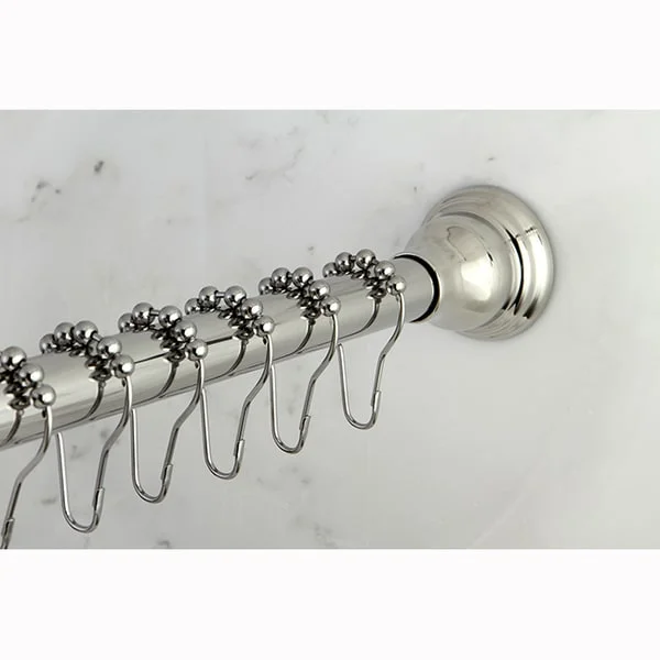 Kingston Brass Chrome Adjustable Shower Curtain Rod with Shower Hooks - Silver