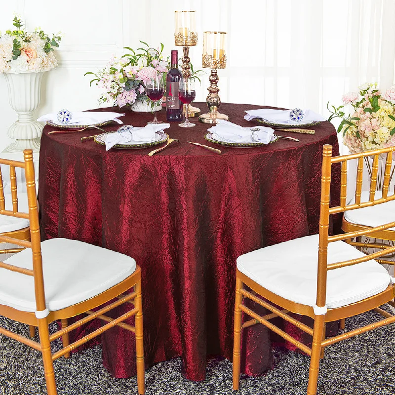 108" Seamless Round Crushed Taffeta Tablecloth - Burgundy (1pc)