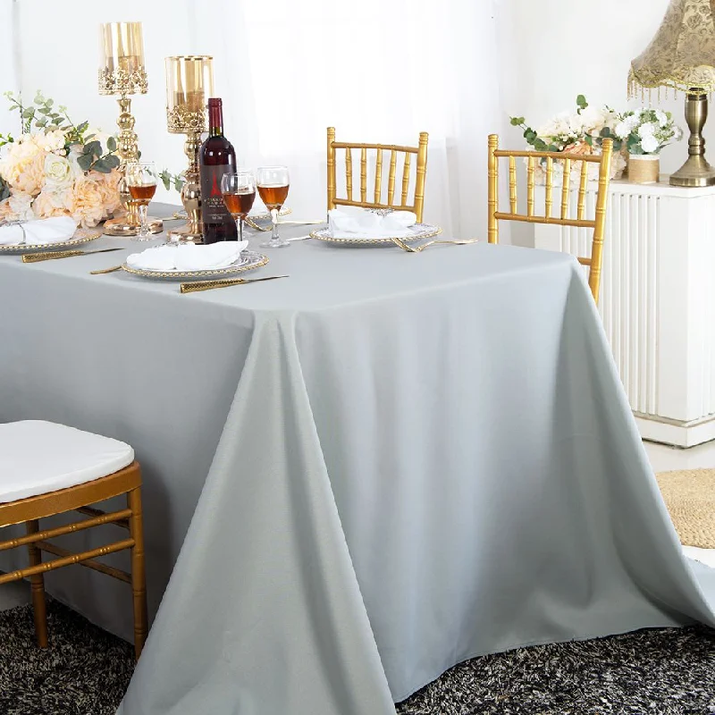 72"x120" Seamless Rectangular Polyester (220 GSM) Tablecloth - Silver (1pc)