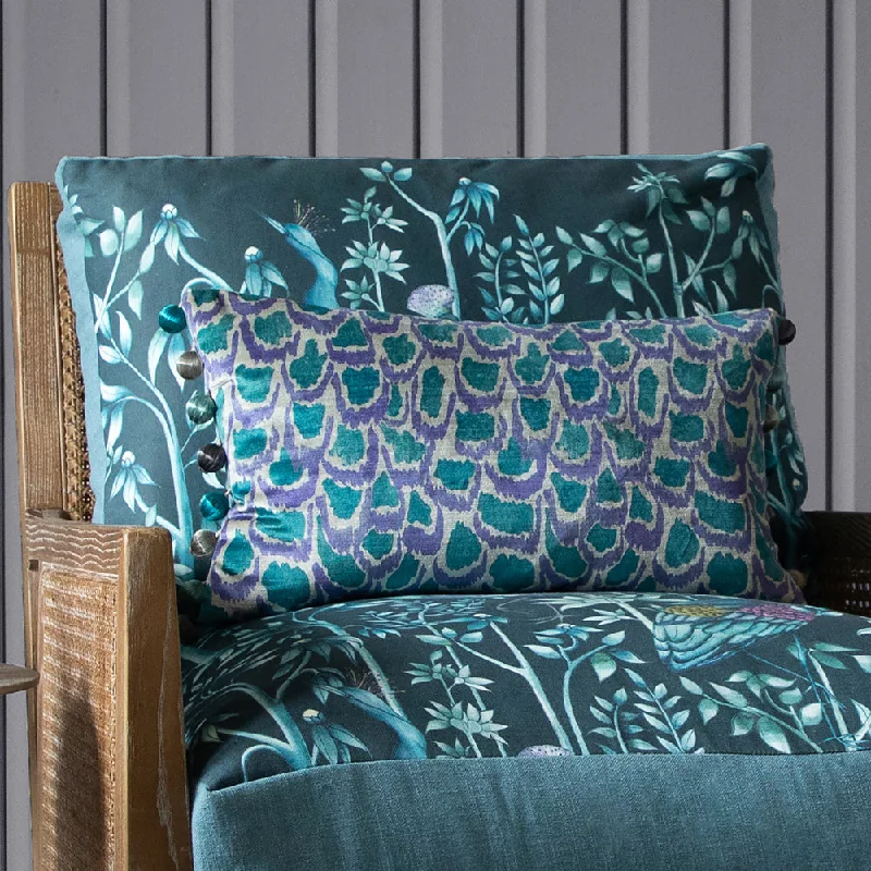 Nada Printed Feather Cushion Emerald