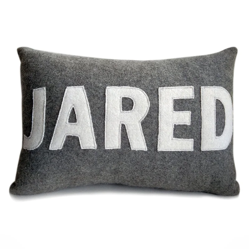 Kids Name Lumbar Pillow Cover, Gray Felt Pillow Case