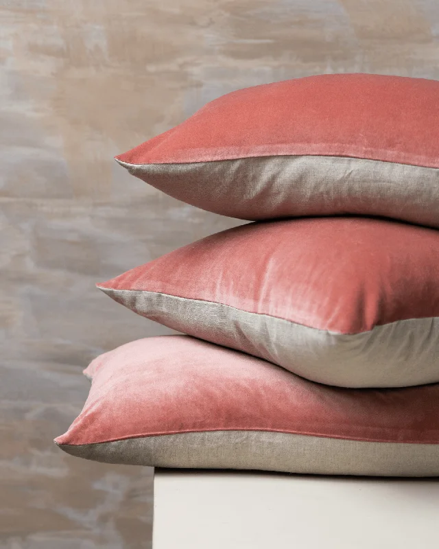 Linen/Velvet Cushion | Guava